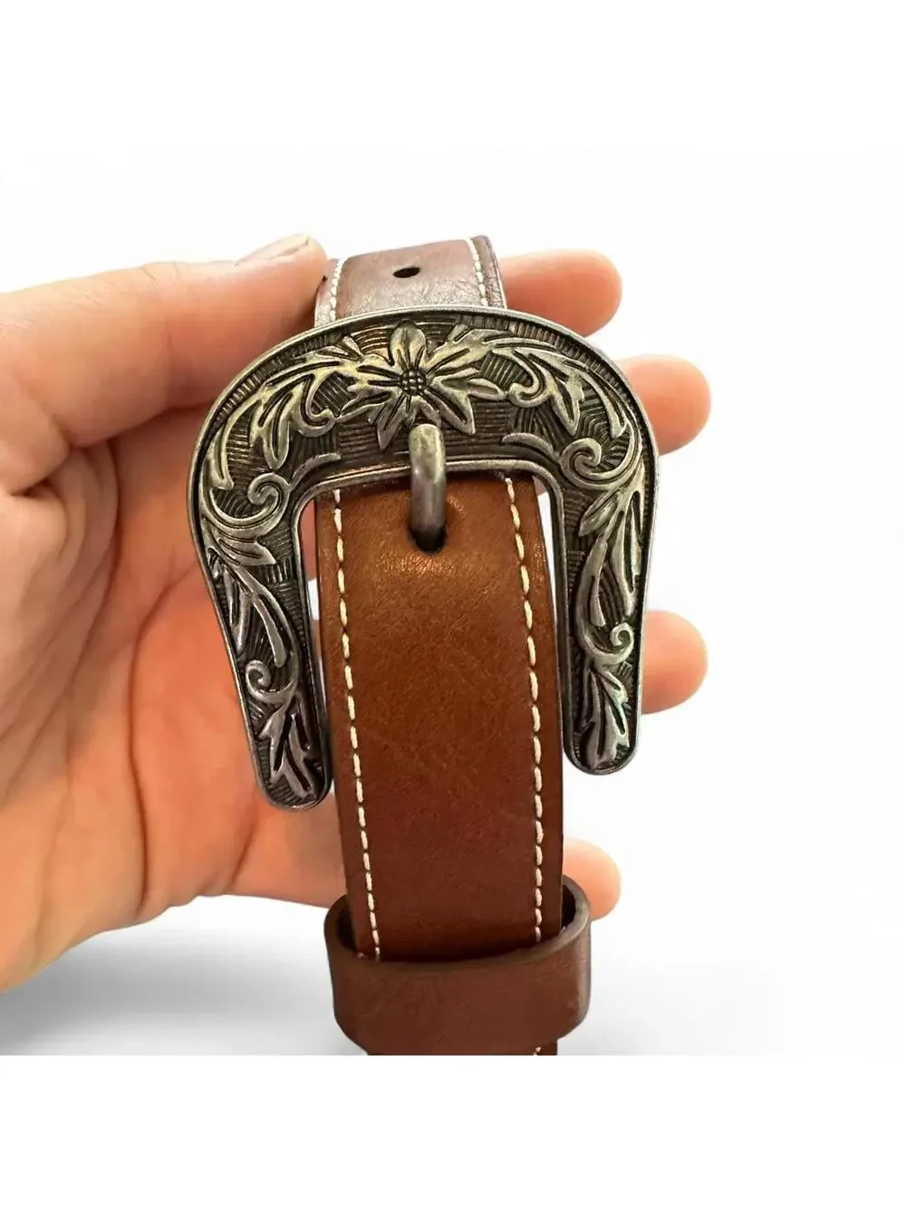 Western Turquoise & Brown Belt with Ornate Buckle